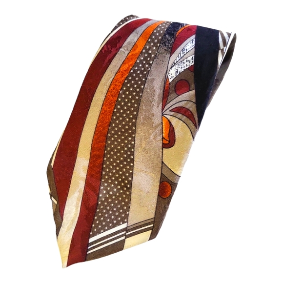 Vintage Henri Christian Designer Silk Abstract Tie / NWT Deadstock Vintage - Picture 2 of 7